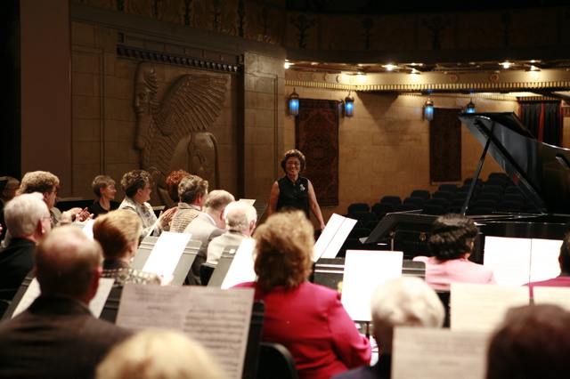 Vicki Bragin helps inaugurate a new Steinway for the Saint Joseph Symphony.